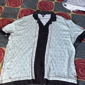 Forever 21 Black and White Geometric Men's Shirt